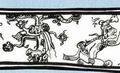 Юные правители (герои-близнецы из Пополь-Вух) в Подземном царстве. Полихромный сосуд позднеклассического времени из горной Гватемалы