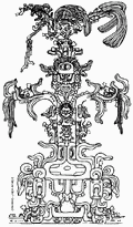 изображение на панели храма Лиственного Креста в Паленке. Зарисовка Линды Шиле ||| 41 Kb