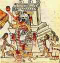 для ацтеков не существовало понятия `человеческие жертвоприношения` - для них этот ритуал назывался нештлауалли - священный долг платы богам; рисунок кодекса Magliabechiano ||| 110Kb