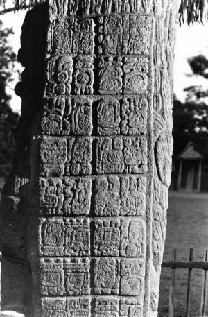Иероглифический текст на стеле I из Киригуа. Фотография Т. Толлеса