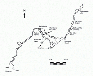 Рис. 1. Карта пещеры Хуштлауака, шт. Герреро (по Gay 1967, 31)