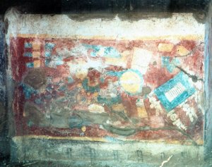 Рис. 22. Стенная роспись из Тисатлана с изображением Тескатлипоки.