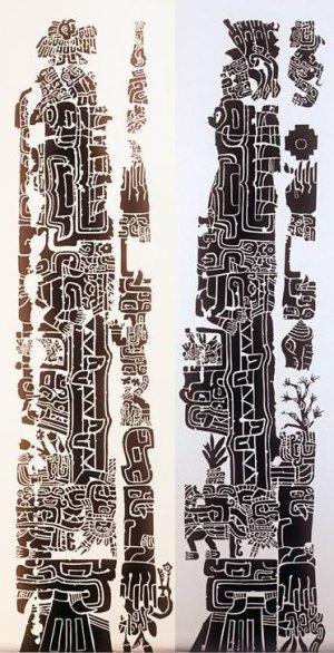 Рисунок 12. Прорисовка изображений на обелиске Тельо (культура чавин)