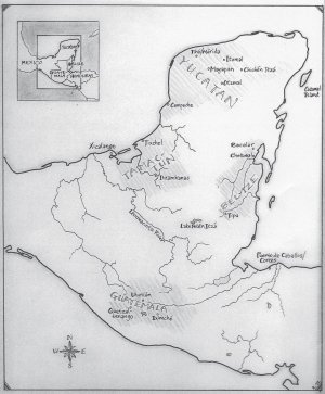 Рисунок 4.1. Карта территории майя. Отмечены регионы и топонимы, исследуемые в статье. (Карта Мэтью Рестола)
