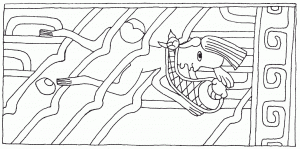 Илл. 5.5. Ныряльщик за раковинами на фреске из Тетитлы (зарисовка из Fuente 1995b:fig. 19.24)