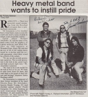 Статья о группе «Seventh Generation» в газете «Lakota Times». 1992 г. Фото: Ю.В. Котенко