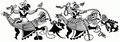 Рис. 8. Роспись на сосуде с изображением мифической рыбной ловли. Между лодками — пойманный скат. Культура мочика, средний этап. Происхождение неизвестно (Donnan С. В. Moche Art of Peru. Los Angeles, 1978, fig. 163) ||| 21Kb