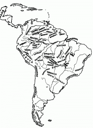 Карта индейцев Южной Америки