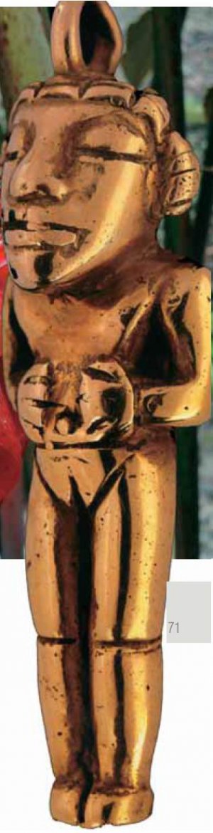 Золотая фигурка шамана, культура кимбайя. Музей золота г. Армениа (Колумбия). Фото К. Родригеса.