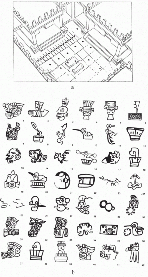 Рис. 10. Теотиуаканская письменность с Плаза-де-лос-Глифос, Ла-Вентилья, Теотиуакан.