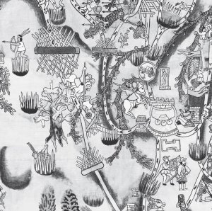 Рисунок 4.11. Фрагмент Лиенсо де Куаукечоллан, где показано ок. половины из 21 ям с кольями, зарисованных в правой части манускрипта.