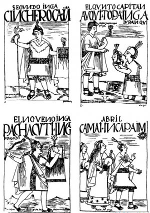 Рис. 1. Портреты правителей инков из книги Фелипе Гуамана Пома де Айалы “Новая хроника и доброе правление” (вторая половина XVI в.):